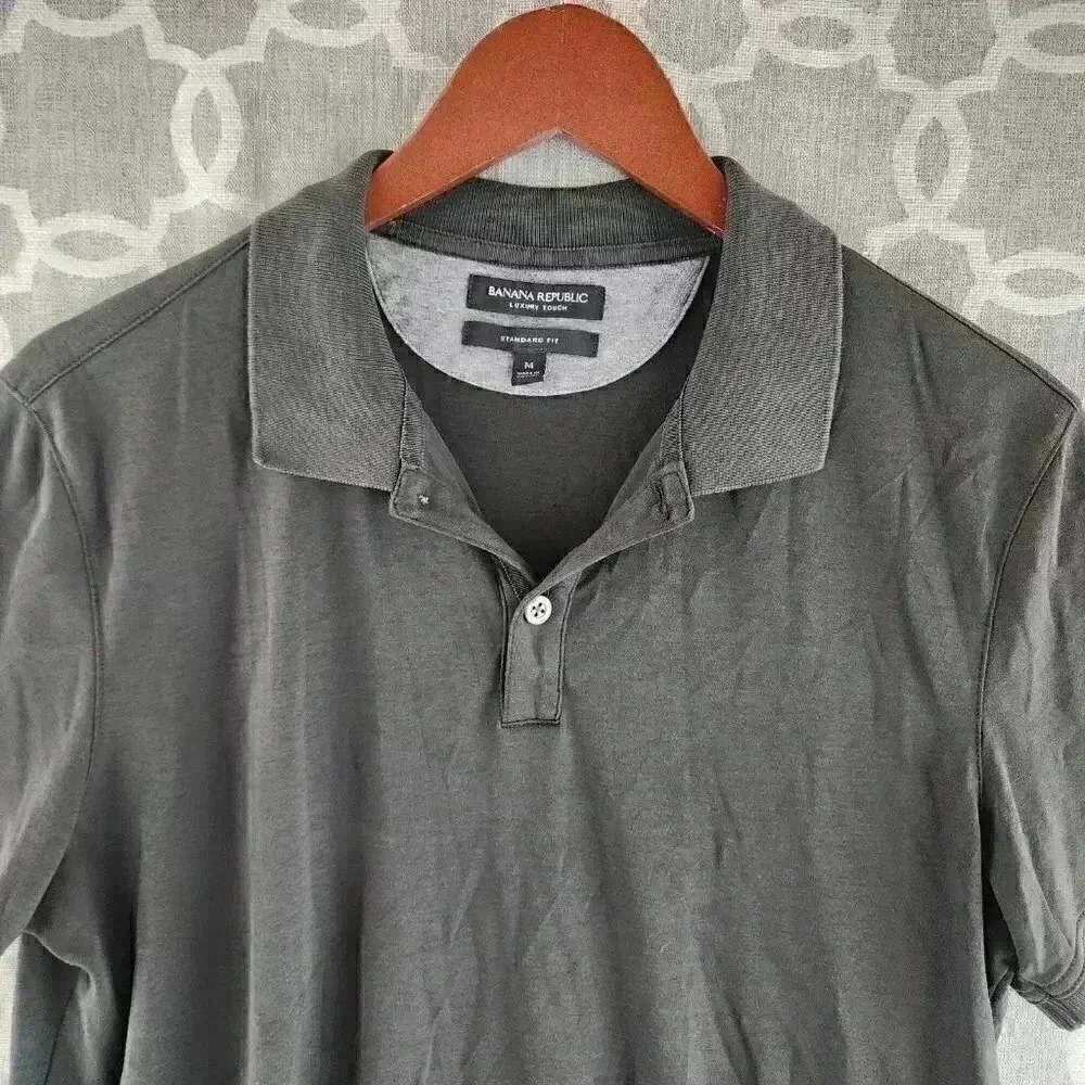Banana Republic Luxury Touch Standard Fit Dark Olive Polo Shirt Men's M